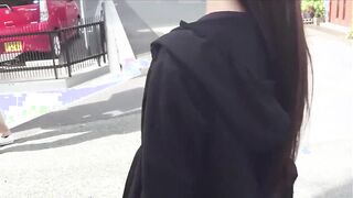 Vigorously fucked a Japanese woman in a hotel, touching her tits and pussy in the parking lot