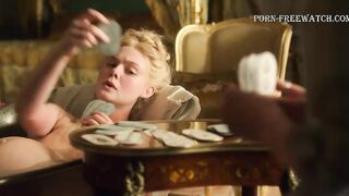 Naked pregnant Elle Fanning Nude Tits (Nip Slip) "The Great" 2021