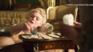 Naked pregnant Elle Fanning Nude Tits (Nip Slip) "The Great" 2021