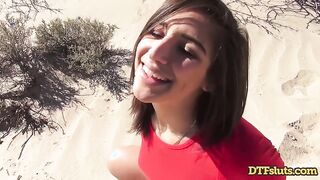 Juicy blowjob in the desert near the car and in the hotel room