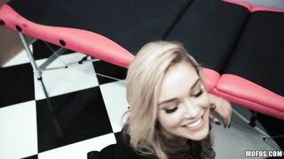 Quickly fucked blonde Kali Roses in the mouth and pussy in the tattoo parlor
